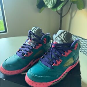 Jordan 5 Teal and Pink Sneakers